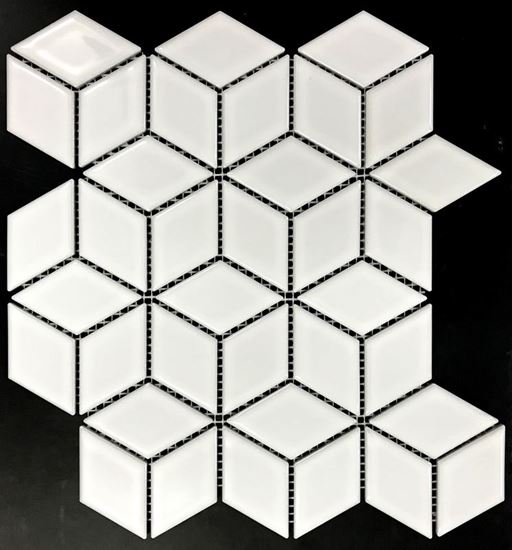 Picture of Rhombus White Gloss Mosaic 30X27